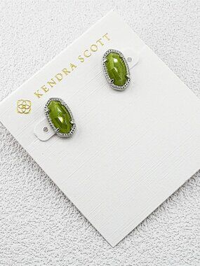 Kendra Scott Army Green Cat��s Eye Stud Earrings